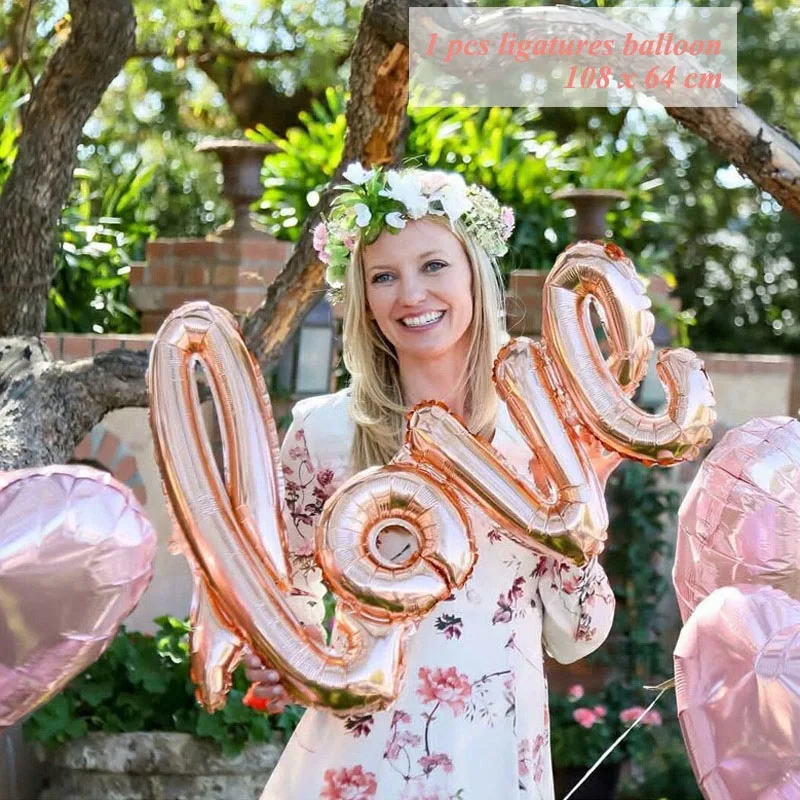 Розовое золото Тема воздушный шар алмаз квадратный шампанское фольга воздушные шары для свадьбы вечеринки декор латексные шары для дня рождения украшения - Цвет: LOVE