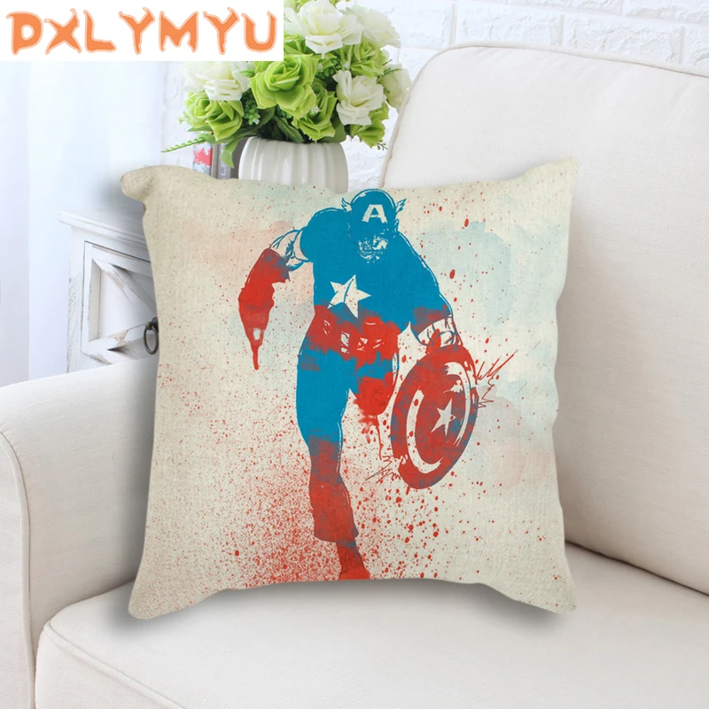 

Cartoon Superhero Print Cushion Cover Sofa Decoration Batman Superman Spider man Iron Man Pillow Case Avenger Pillow Cover 45cm