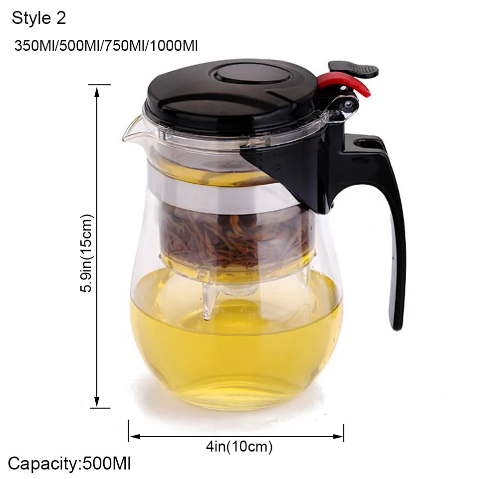 BORREY чайник стеклянный чайник 500 мл термостойкий стеклянный чайник с фильтром для заварки чайный набор кунг-фу прозрачный стеклянный чайник для воды