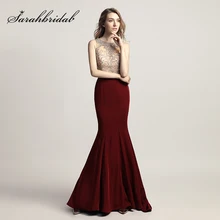 Дешевые блестящие Бисероплетение Стразы лиф Длинные Русалка Выпускные платья с бантом пояса атласные вечерние платья LX414