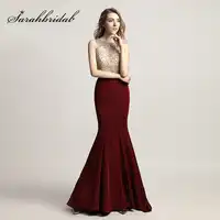 Cheap Shining Beading Rhinestone Bodice Long Mermaid Prom Dresses with Bow Sashes Satin 2019 Evening Party Gowns In Stock LX414