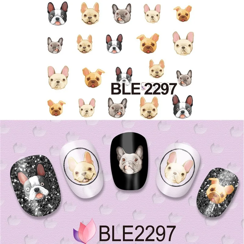

1 Sheet Cute Dogs Water Transfer Nail Sticker Nail Art Decoration Transfer Nail Decals Wraps DIY Manicure Accessories