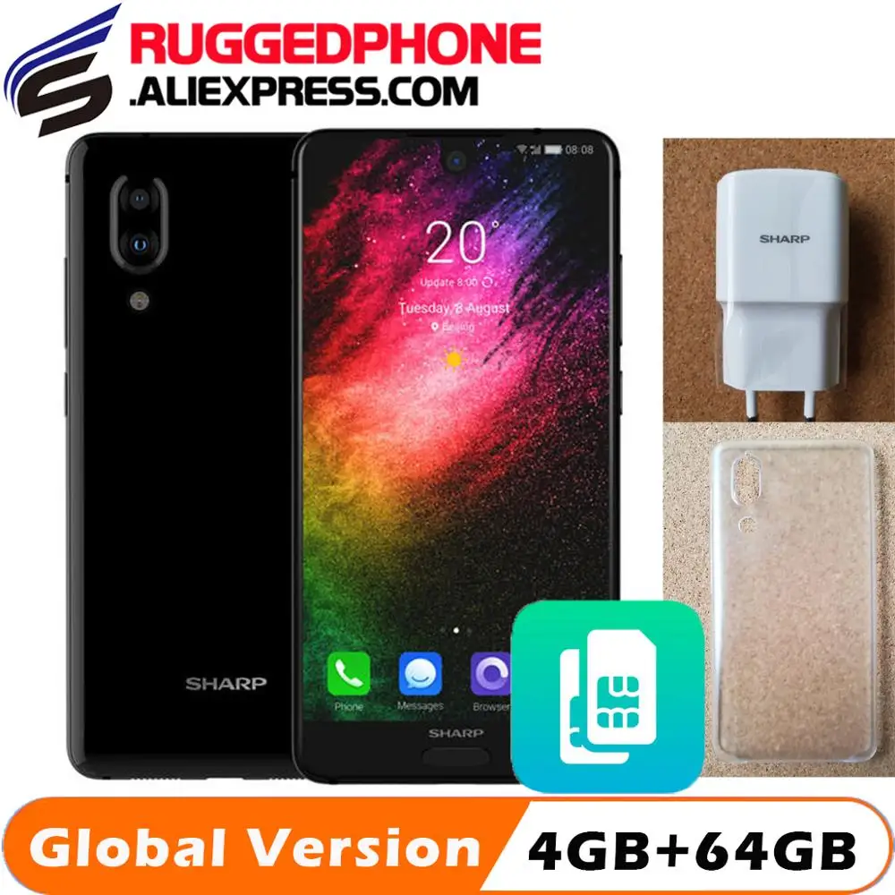 SHARP AQUOS S2 C10 смартфон с 5 дюймовым дисплеем восьмиядерным процессором FHD + SDM630 ОЗУ 4