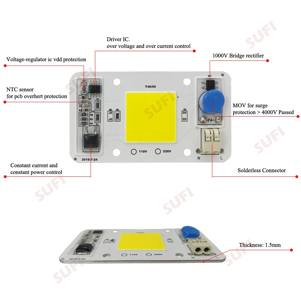  Smart IC 20W 30W 50W Warm Natural Cool White Red Green Blue Full Spectrum AC220V LED Bulb Chip Outd - 32922455478