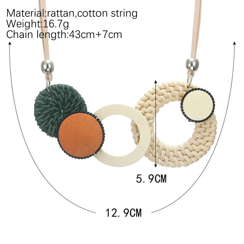 Cpop Модный ручной работы бамбуковое ротанг плетение ожерелье креативный кулон эффектное ожерелье Модные ювелирные изделия подарок женские аксессуары