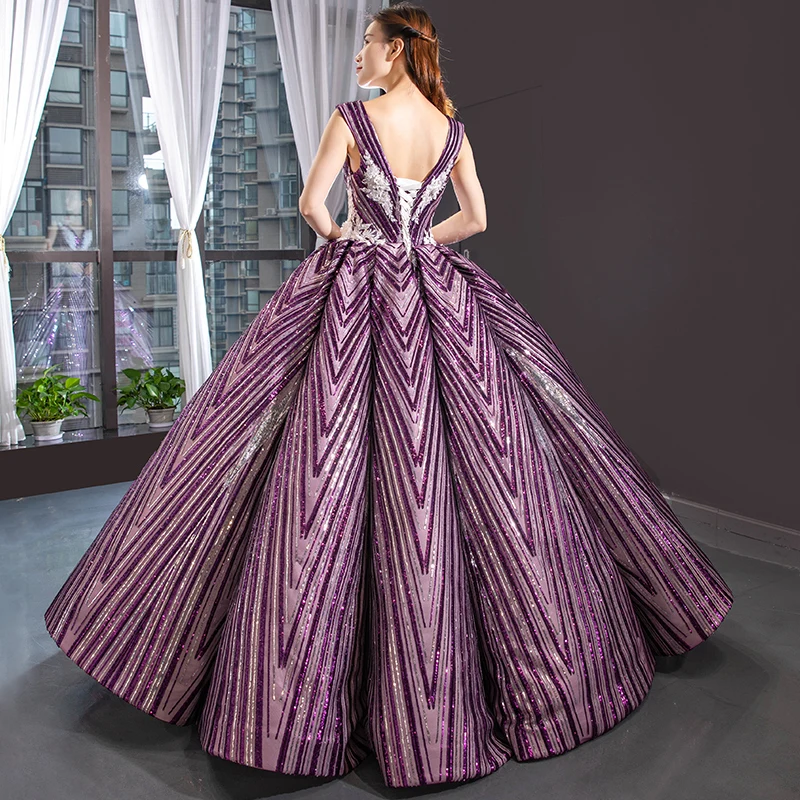 Romantic Elegent Long Maternity Dress Purple sequins Pregnancy Dress Luxury Maternity Gown Gorgeous Pregnant Clothes Ball Gown