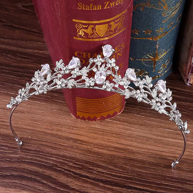 

Luxury Crystal Flower Bridal Diadem Hair Jewelry Rhinestone Headpiece Tiaras and Crowns de Noiva Bride Wedding Hair Accessories