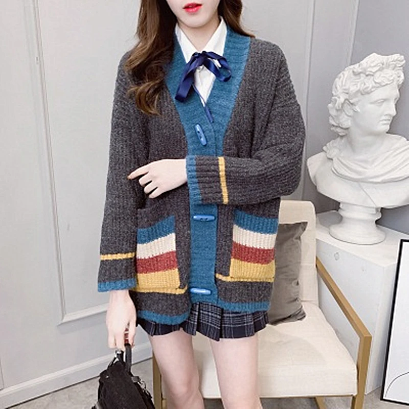 Модный толстый мм свитер большого размера женские толстые сестры кардиган Свободная Повседневная Удобная рубашка женские модели