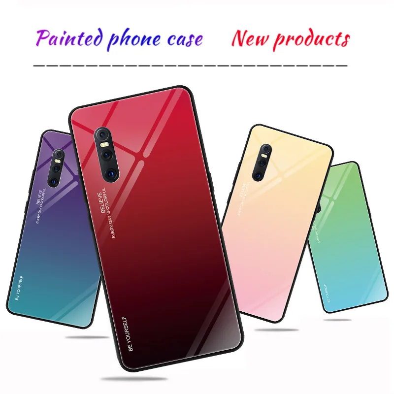 

Gradient Tempered Glass Phone Case For VIVO X27 X23 X21 UD VIVO Nex A V15Pro V11i V9 Z3 Z1 Y85 S1 Cover Capa Bling Fundas Coque