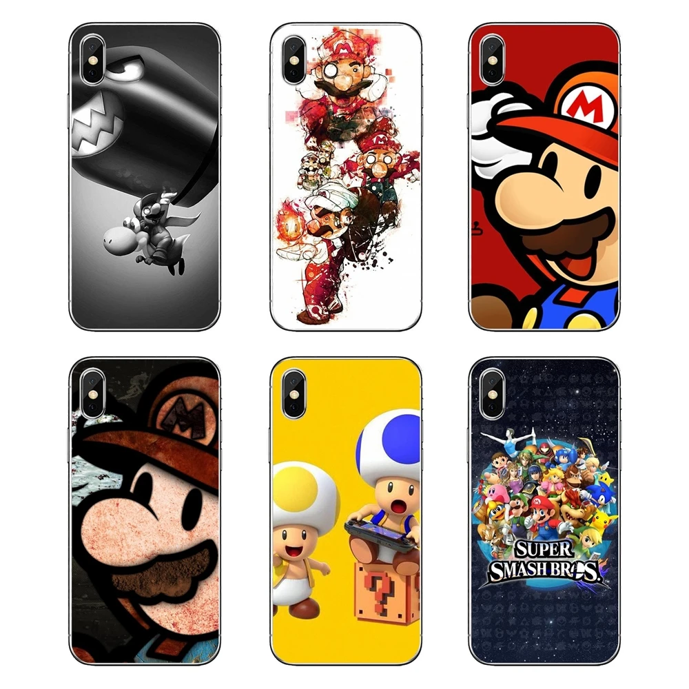 

For Samsung Galaxy A5 A6 A7 A8 A9 J4 J5 J7 J8 2017 2018 Plus Prime Super Mario Bros Mushrooms Art Poster Soft Transparent Covers