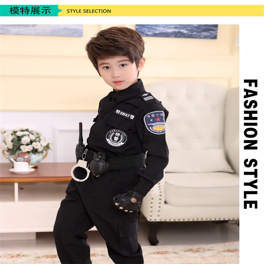  Traffic Police Cop Cosplay Costumes for Toddler Boys Halloween Carnival Fancy Military Unform Birth