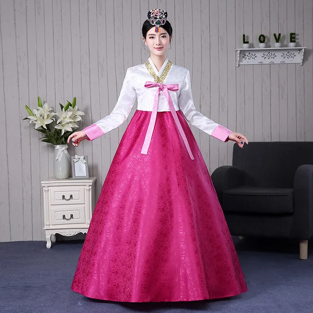 7 цветов корейская традиционная одежда хлопок ханбок корейские костюмы женские платья в азиатском стиле платье ханбок Танцевальное представление - Цвет: Серый