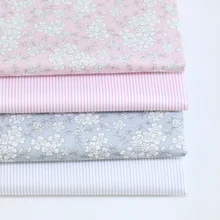 Серая розовая Цветочная полоса Сделай Сам хлопчатобумажная ткань для шитья стеганая ткань для пэчворка Тильда кукла Боди Одежда ручной работы Tissus an Meter