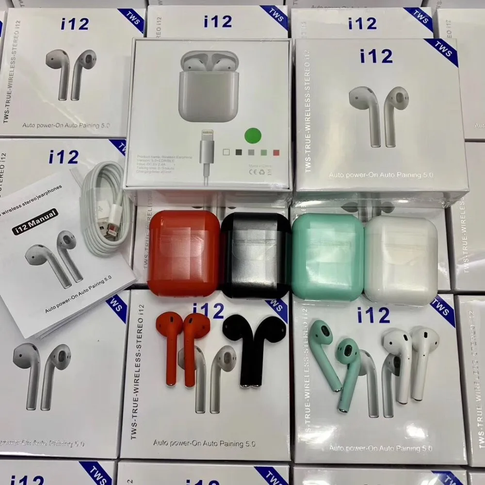 TWS i12 bluetooth headset Wireless earbuds Touch Control earphone for iphone TWS headset bluetooth earphone