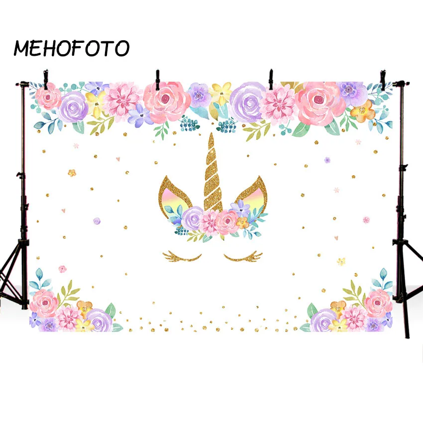 

MEHOFOTO Unicorn Party Photography Backdrops Pink Flower Birthday Baby Shower Photo Background for Photobooth Photo Studio Props