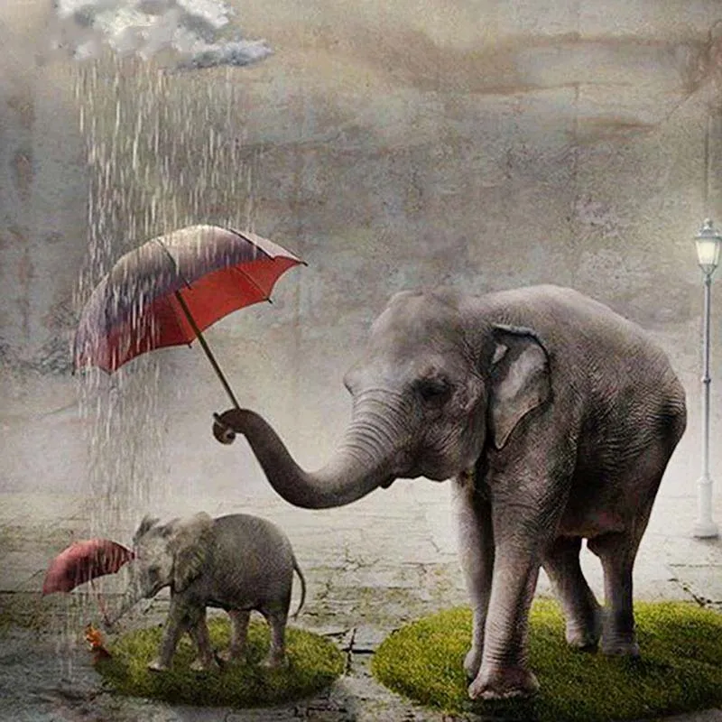 

Diamond Embroidery Anmial Elephant Mother And Son Cross Stitch DIY Diamond Painting Mosaic rhinestones Home Decor Love Gift