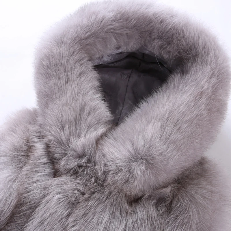 LVCHI Midi Vest Woman Grey Fox Fur Outerwear Winter 2019 Casual With - Կանացի հագուստ - Լուսանկար 5