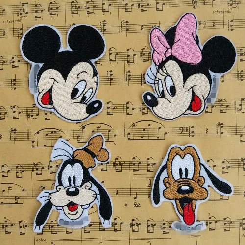 

4pcs Embroidered Cartoon mickey minnie Goofy Patches For Clothes Stickers sew on Applique Patch Badge
