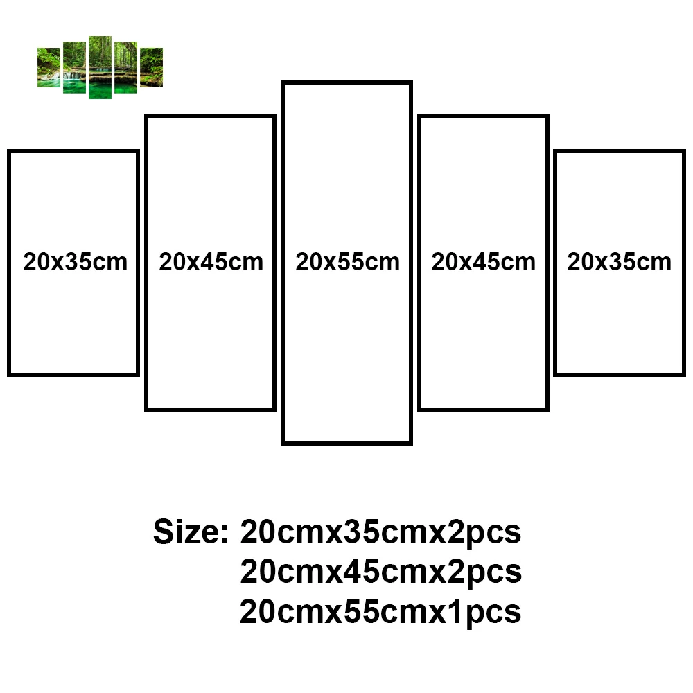 Печатные плакаты на холсте, домашний декор, 5 шт., натуральные картины с изображением водопада, настенные художественные пейзажи, модульные картины для гостиной, NoFrame - Цвет: Цвет: желтый