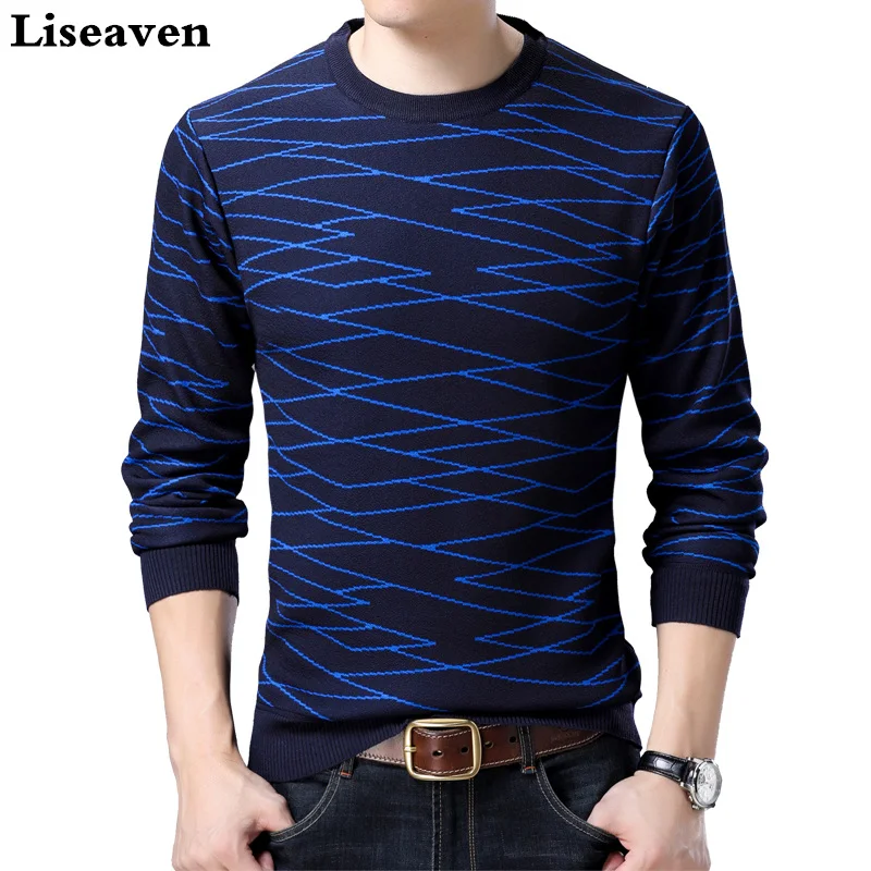 

Liseaven Pullover Sweaters Casual Knitted Sweater Men Masculino Jersey Clothes Mens Long Sleeve Pullovers