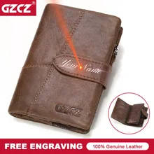 GZCZ мужской кошелек из натуральной кожи, винтажный брендовый мужской клатч, дизайн, удален на молнии и застежке, кошелек для монет, кредитный держатель для карт, Portomonee