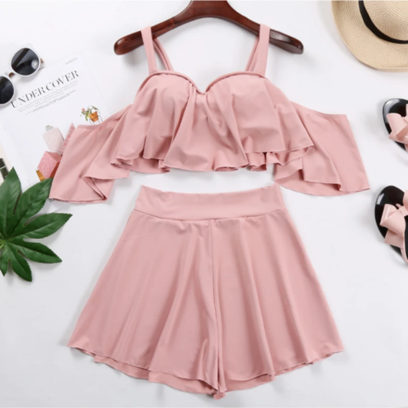 

Women Sexy Bikini Three Piece Hot Spring Bathing Suit, Female Steel Holder, Small Breast Pants Skirt,Slim Swimsuit swimming suit