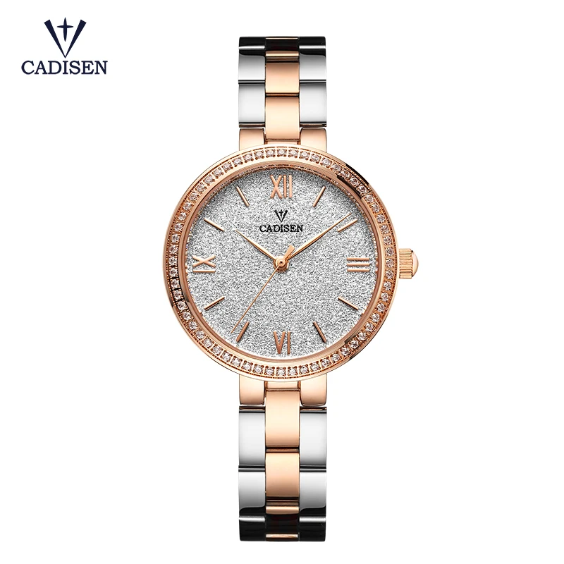 C2017cadisen Популярные Роскошные женские брендовые Модные женские кварцевые часы подарок для девушки Нержавеющая сталь Стразы Универсальный водонепроницаемый - Цвет: rose gold watch