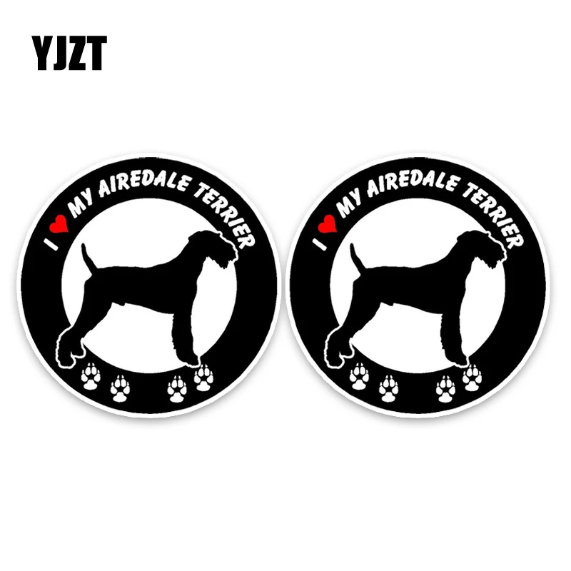 YJZT 13*13 см 2X I Love My Airedale Terrier Dog НАКЛЕЙКА НА ВЕСЬ кузов автомобиля из ПВХ | Автомобили