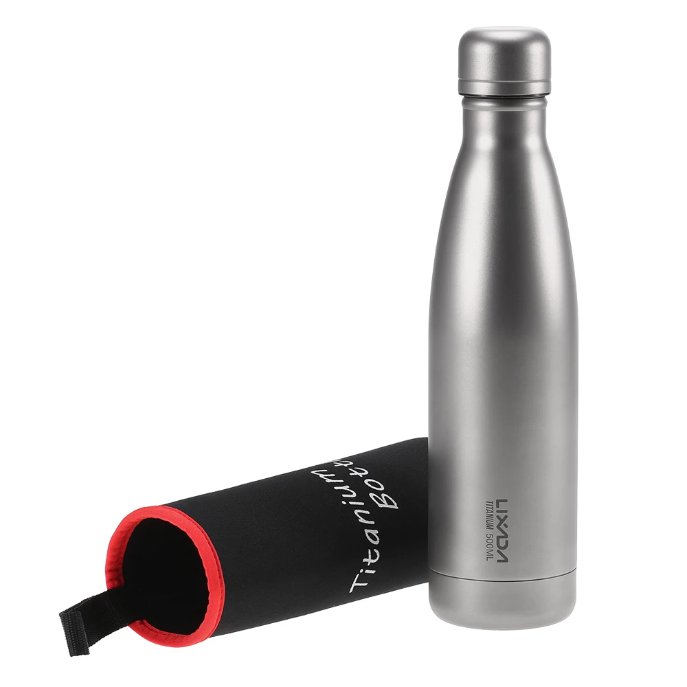

Lixada Outdoor Tableware 500ml Titanium Water Bottle Double Walled Vacuum Insulated Sports Water Bottle Camping Backpacking
