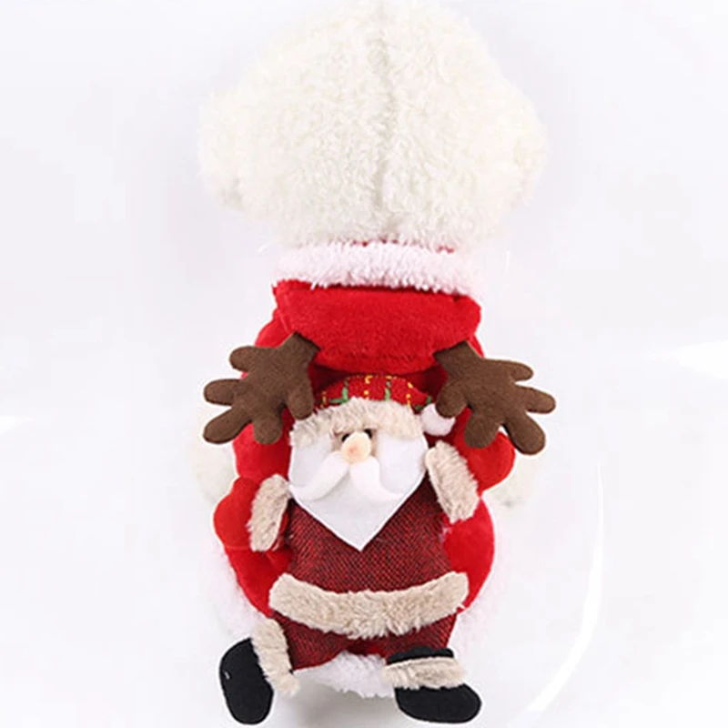 Рождественская зимняя одежда для собак Толстовка с капюшоном куртка с Санта-Клаусом и оленем кукла собака пальто одежда милая одежда для щенков все размеры XS-XXL