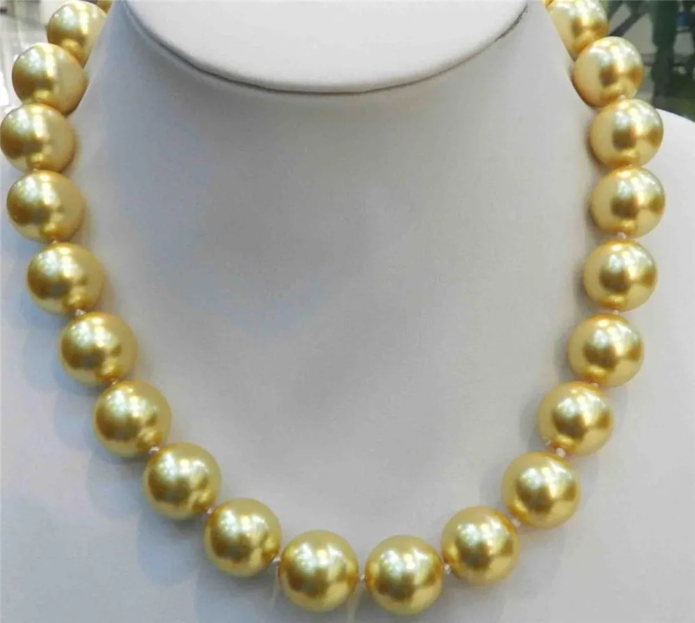 16mm Golden South Sea Shell Pearl Necklace 18" AAA+in Pendants from Jewelry & Accessories on