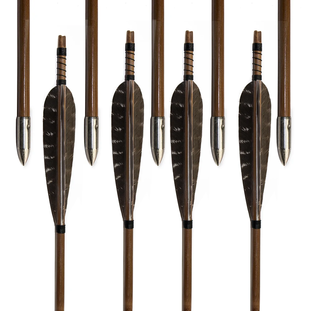 Artesanal de Bambu Tiro com Arco Seta para Takedown Setas Caça Flecha Faisão Pena & Alvo Ponto Arco ou Tradicional 6 Pçs 7 High Quality Esporte e Lazer