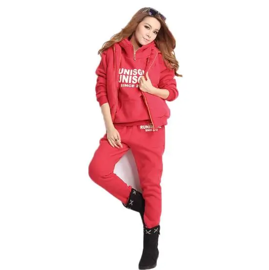 

Casual 3 Piece Set sports suit Women Clothes Winter Ladies Thicken Sweat Suits Ropa Sport Suit Women Warm