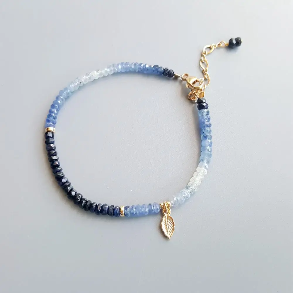 Lii Ji подлинный мульти голубой Сапфировый Браслет 925 пробы серебро 18 К позолоченный лист нежный браслет для женщин