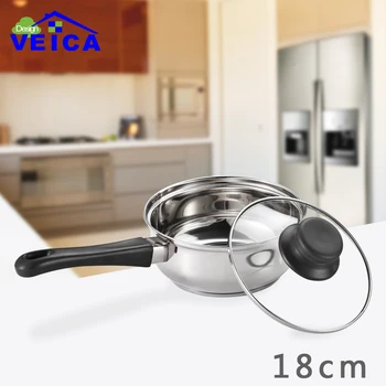 

18cm Milk boiling pot with Balck handle stainless steel milk pot restaurant soup pot FreeShipping