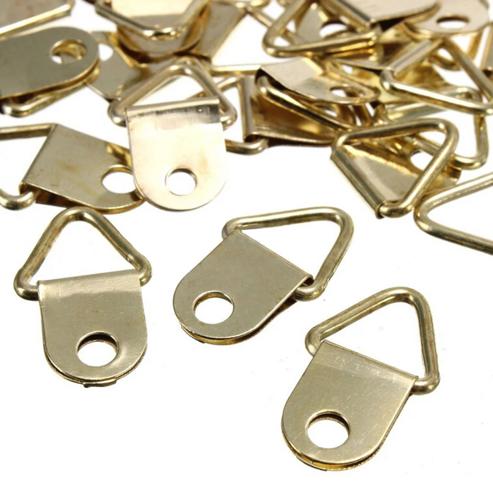 100pcs Mini Golden Triangle D-Ring Picture Photo Frame Hook Hanger 10x20mm H2 100pcs Mini Golden Triangle D-Ring Picture Photo Frame Hook Hanger 10x20mm H2
