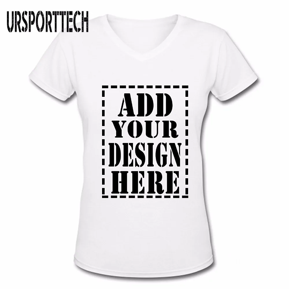 

URSPORTTECH Customized T shirt Women Female Print Your Own Design High Quality Send Out In 3 Days White Color XS-3XL