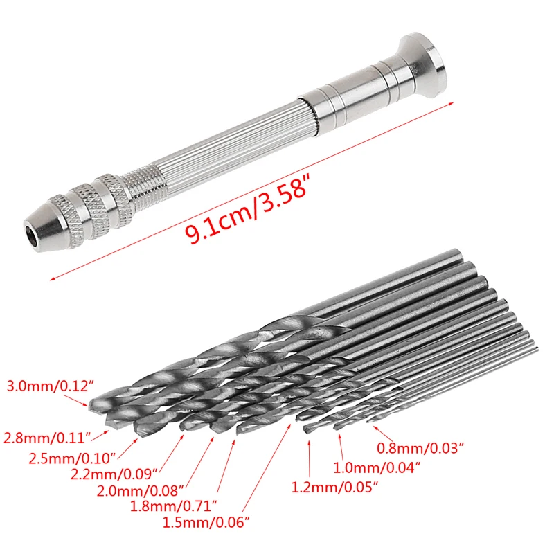 0.8-3 мм Мини Бурильные долото Keyless Зажимы + 10 шт. HSS сверла поворотный Инструменты