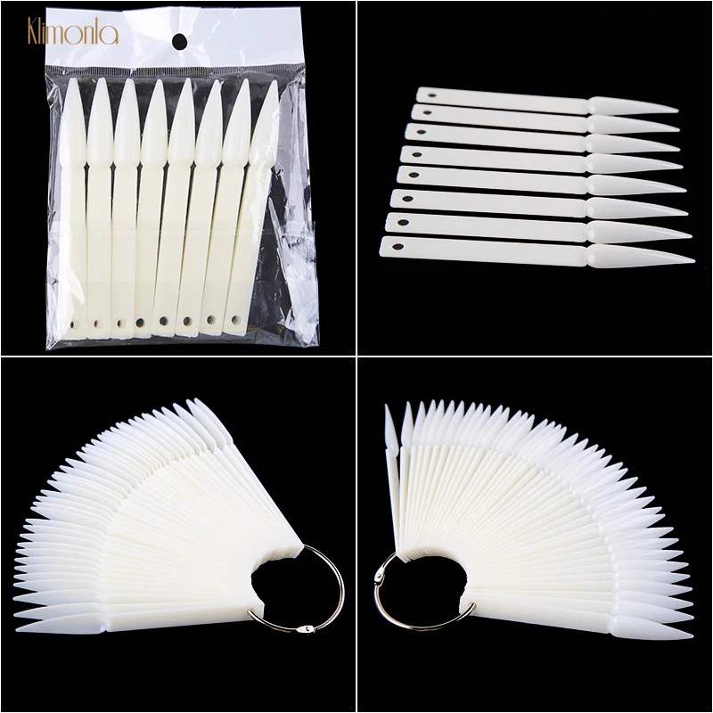 

New 40 Tips Sharp Head Nail Art Display Natural Clear Plastic Nail Color Card Drawing Painting Board Manicure Salon Tools