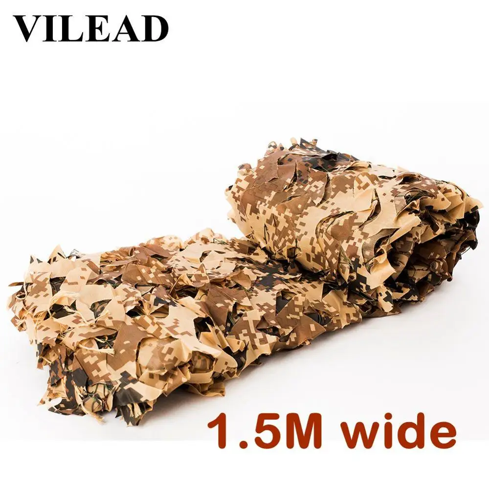 VILEAD 1,5 м широкая пустынная цифровая камуфляжная сетка для украшения сада секретная защита военный солнцезащитный чехол для автомобиля камуфляжная палатка