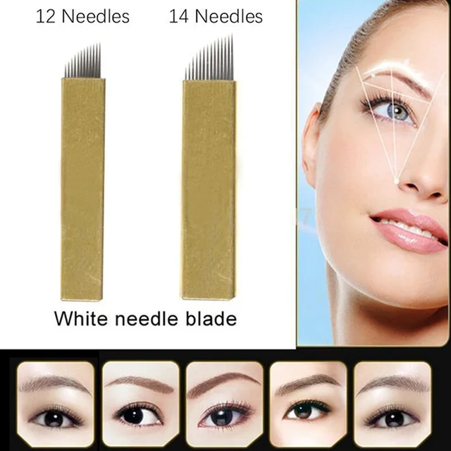 50PCS 12/14 Pin Permanent Makeup Eyebrow Tatoo Blade Microblading Needles For 3D Embroidery Manual Tattoo Pen Machine HJL 50PCS 12/14 Pin Permanent Makeup Eyebrow Tatoo Blade Microblading Needles For 3D Embroidery Manual Tattoo Pen Machine HJL
