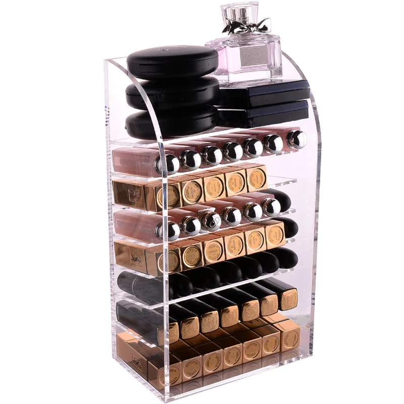 

New Clear Acrylic Multi-layer Lipstick Holder Makeup Storage Box Desktop Makeup Organizer Cosmetic Tools Case Nail Polish Rack