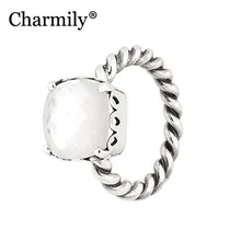 Charmily, ювелирное изделие, Настоящее серебро 925 пробы, элегантное кольцо искренности, оригинальное перламутровое кольцо, женское ювелирное изделие, подарок
