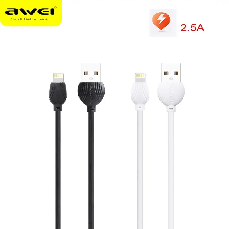 Awei كابل نقل بيانات كابل بيانات 2.5A آمنة وسريعة بيانات الشحن خط سريع شحن خط ل iphone6/7/8/ 9/X/xr/xs الأجهزة
