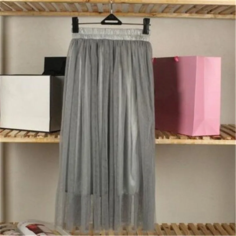 Dreawse женская летняя бальная юбка, модная Сексуальная Многослойная газовая юбка в стиле пэчворк, 7 цветов, повседневные хлопковые длинные женские юбки SA58 - Цвет: Серый