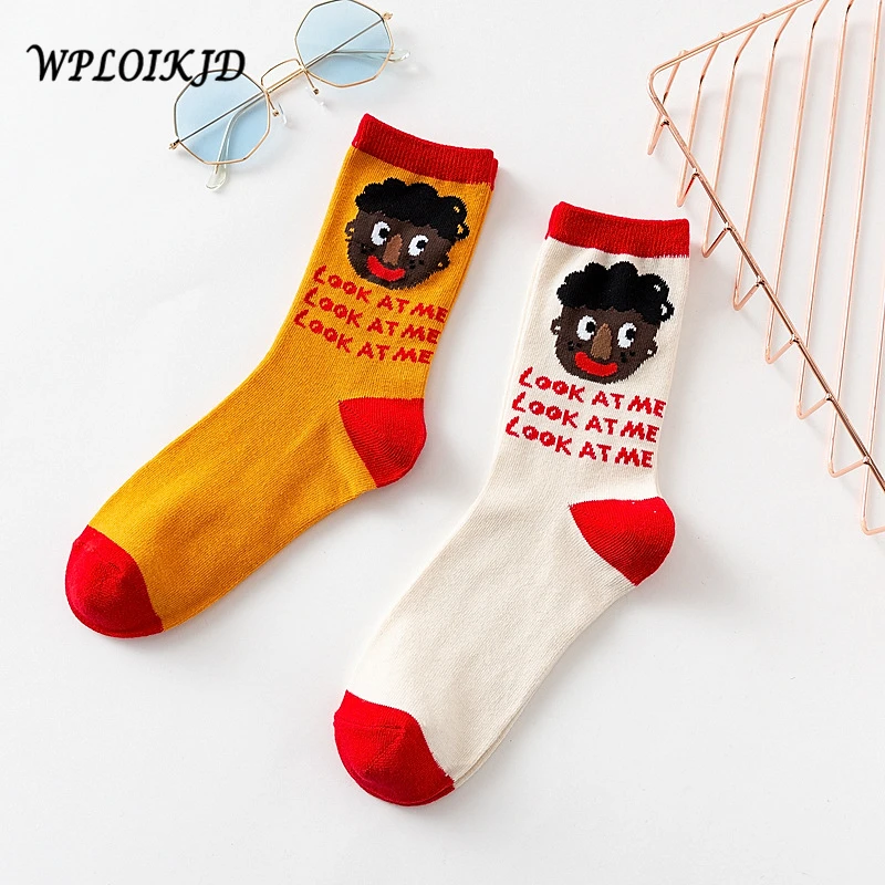 

[WPLOIKJD] Alone Creative Street Cute Funny Socks Women Sox Harajuku Hip-Hop Novelty Female Letters Unisex Cotton Sock ins Mujer