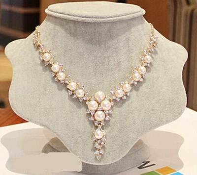

Summer Luxury Gold Color Necklace For Women Choker Necklace Synthetic Pearl Design Statement Chain Necklace