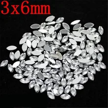 3x6MM 100Pcs Flat Back Marquise Earth Facet Crystal many Colors Acrylic Horse eye Shape Rhinestone Decorate DIY Nail Accessories