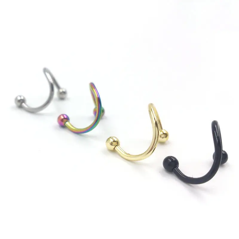 NEW Color Random Nose Stud Body Piercing Jewelry For Women Nose Piercing Unique Design Stainless Steel Twist Nose Lip Ring 4Pcs