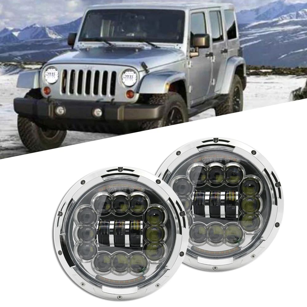 

2x 90W 7" Led Headlight H4 High Low Beam Round Cars Running Lights Turn Signal Lamps for Jeep Lada Niva 4x4 7 Inch Headlights